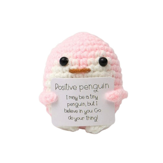 Pinguin Pozitiv Tricotat Handmade din Lână - Cadou Drăguț